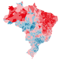 Mapa Eleitoral Azul ( Aécio) e Vermelho ( Dilma) - Arte: Folha de São Paulo